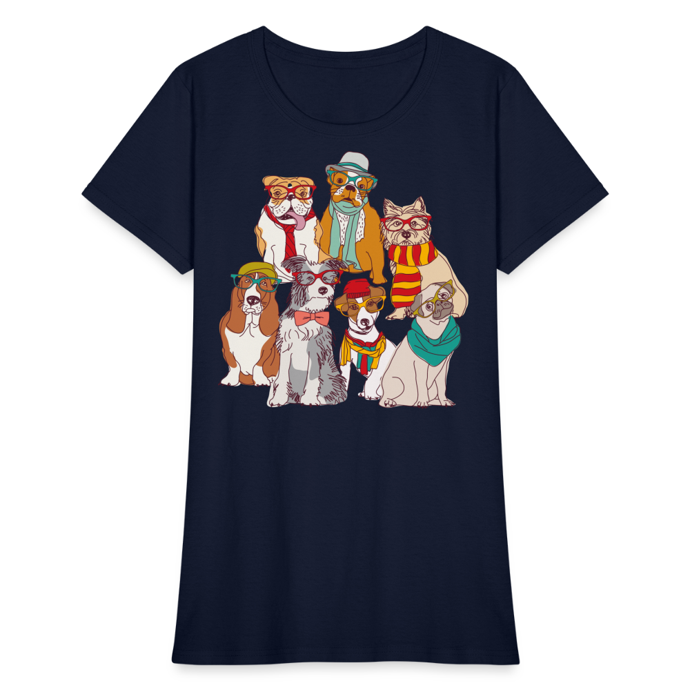 7 Dapper Dogs - Cute Animal Woman's T-Shirt - navy