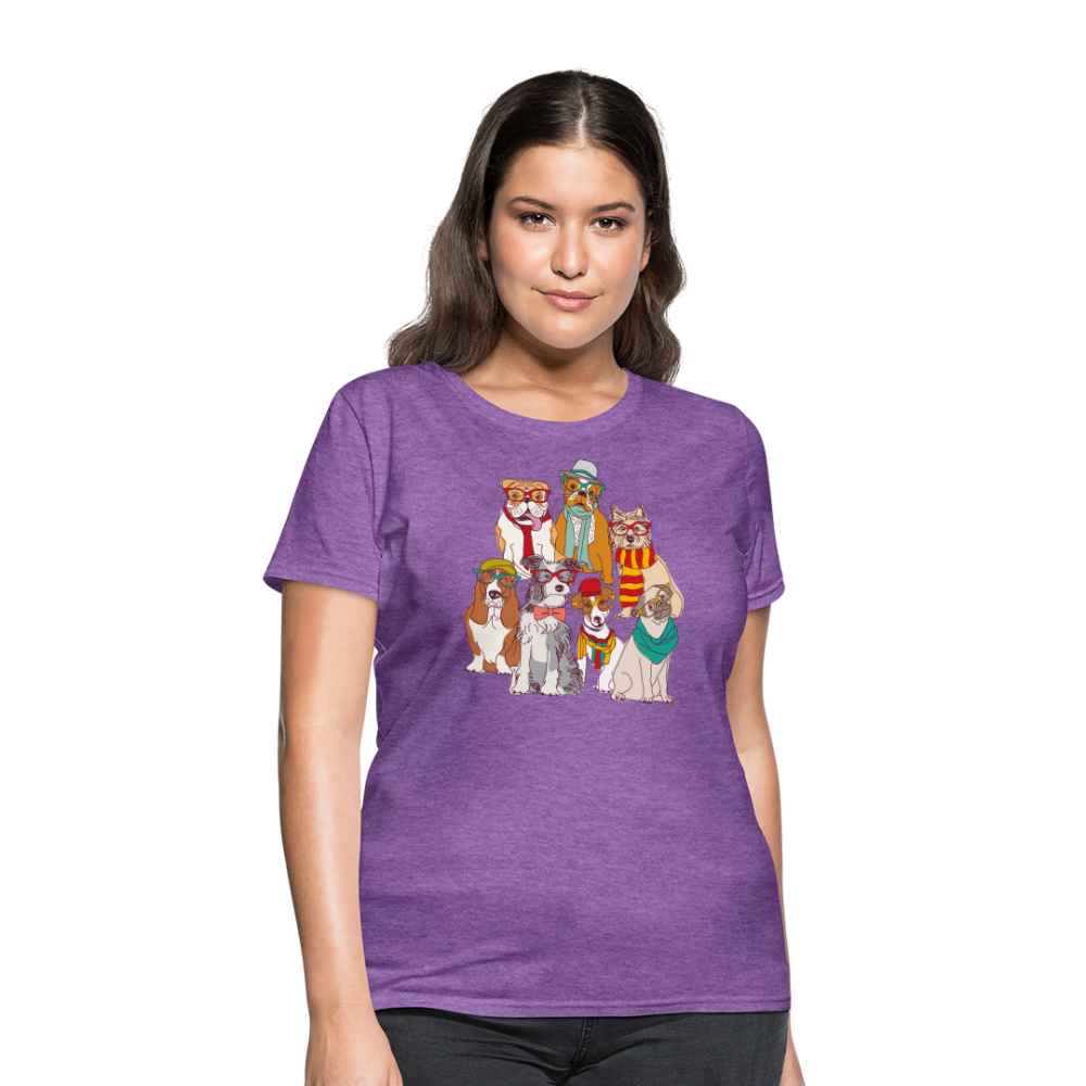 7 Dapper Dogs - Cute Animal Woman's T-Shirt - purple heather