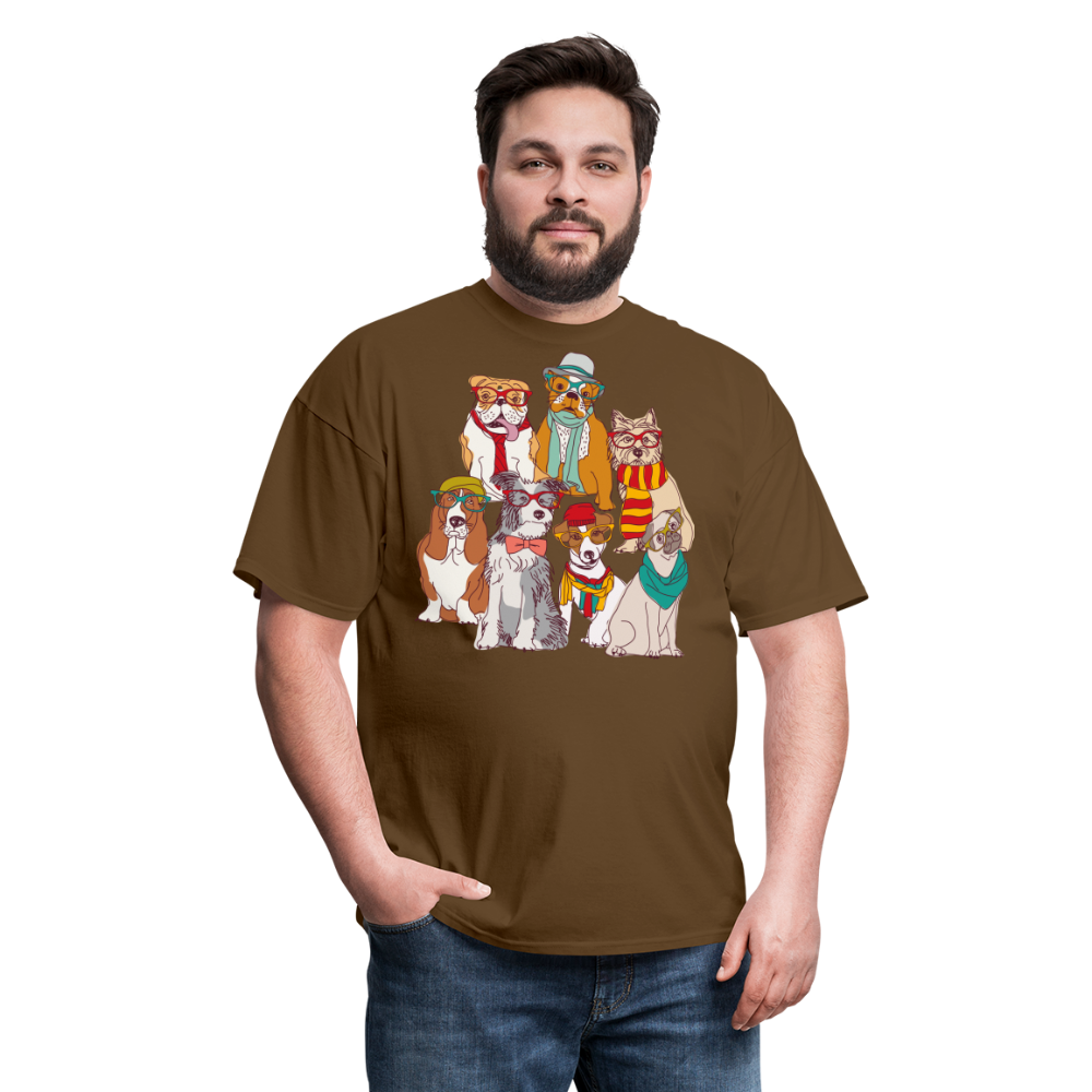 7 Dapper Dogs - Cute Animal T-Shirt - brown
