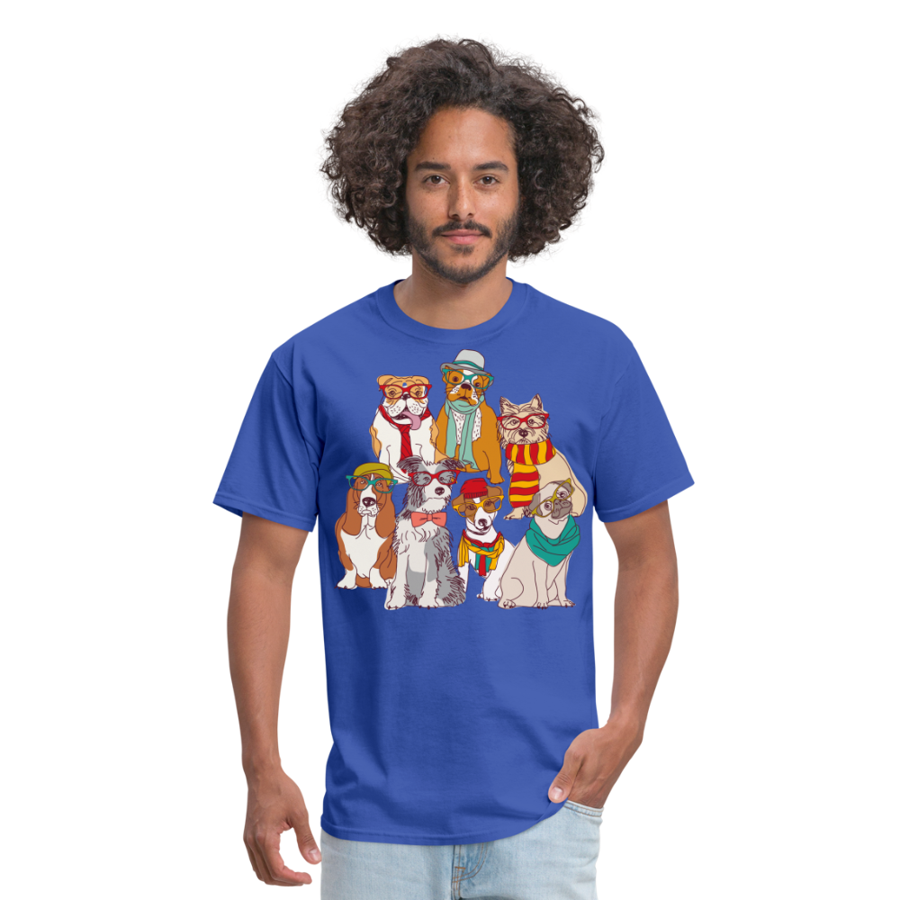 7 Dapper Dogs - Cute Animal T-Shirt - royal blue