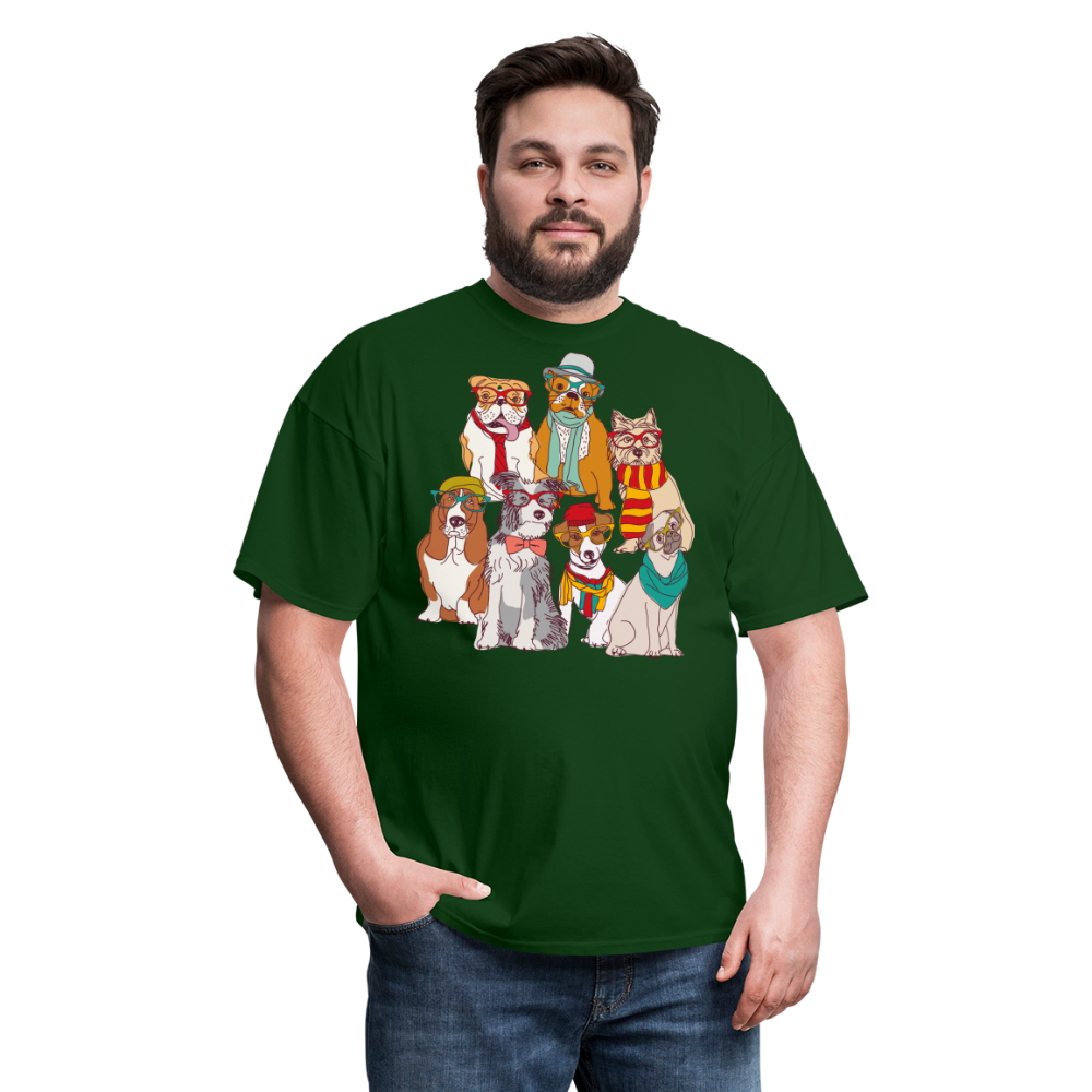 7 Dapper Dogs - Cute Animal T-Shirt - forest green