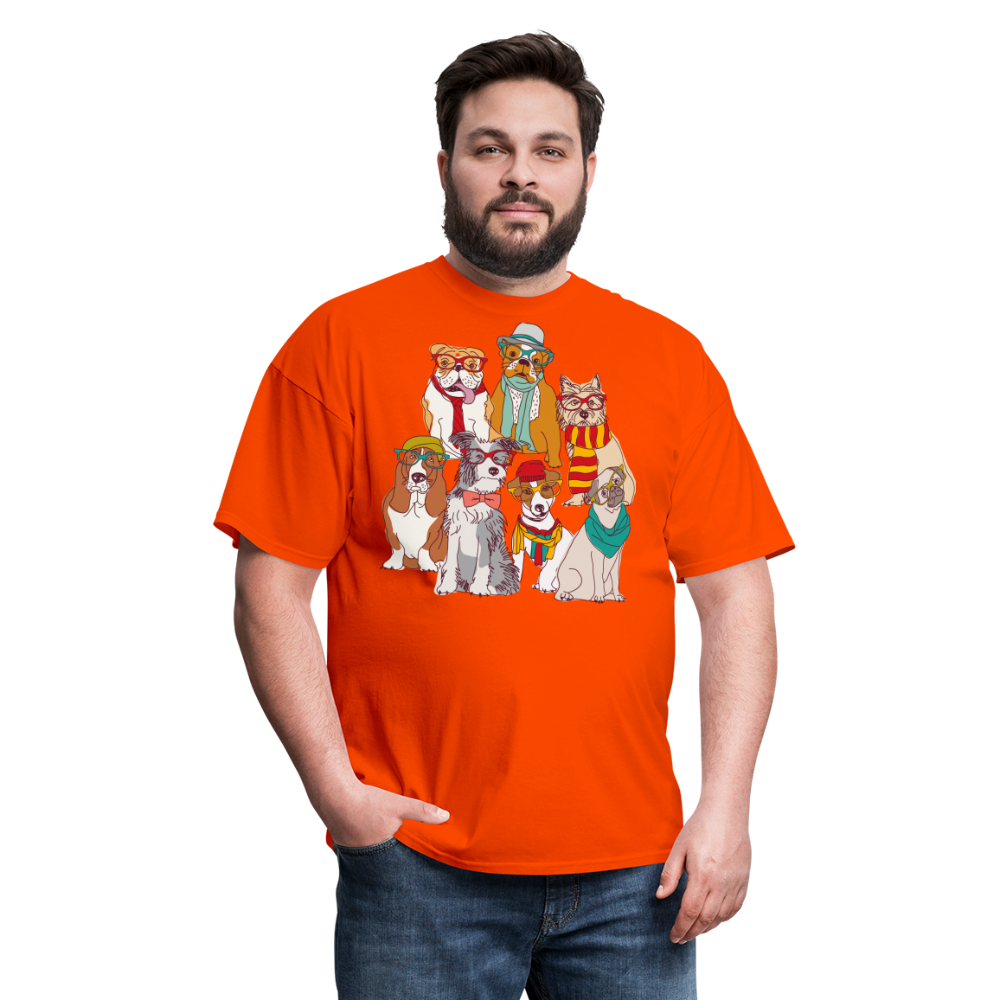 7 Dapper Dogs - Cute Animal T-Shirt - orange
