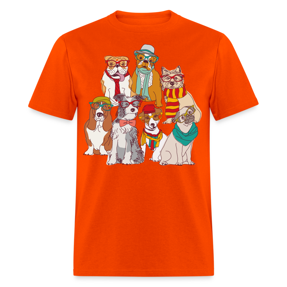 7 Dapper Dogs - Cute Animal T-Shirt - orange