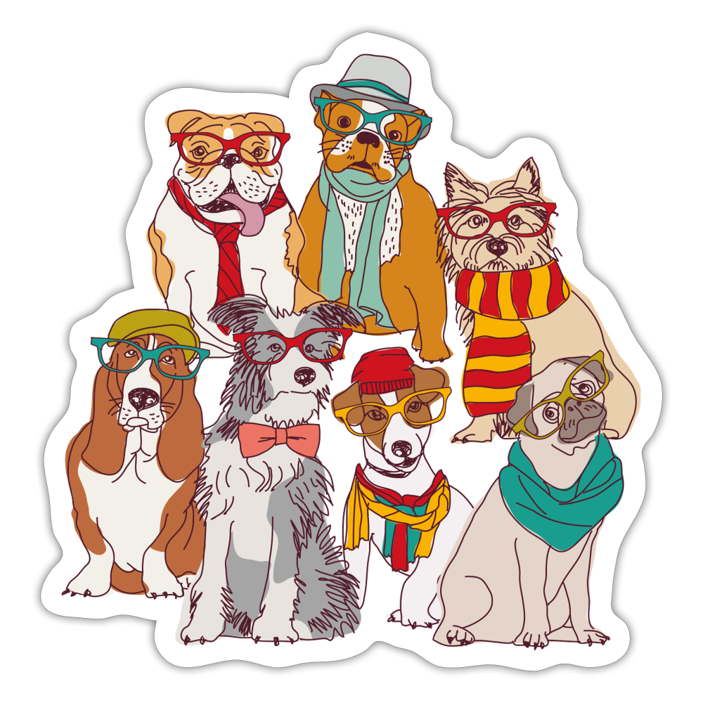 7 Dapper Dogs - Cute Animal Sticker - white matte