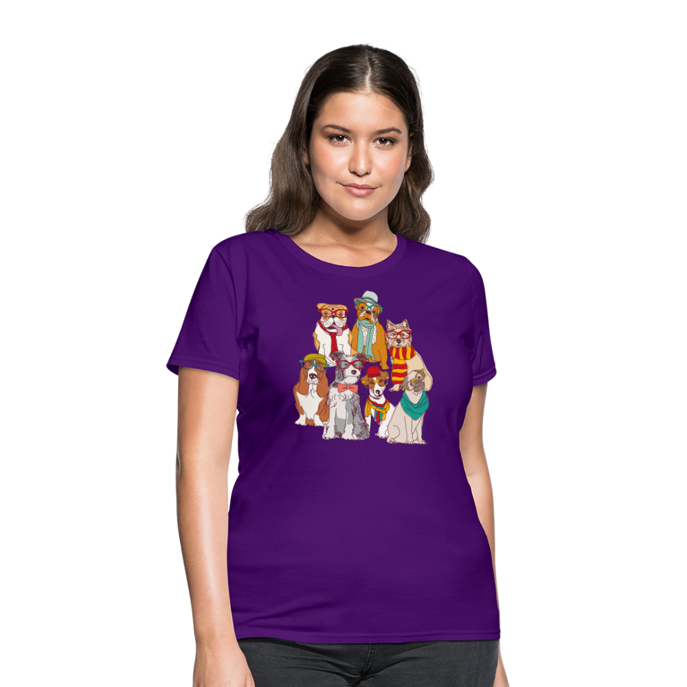 7 Dapper Dogs - Cute Animal Woman's T-Shirt - purple
