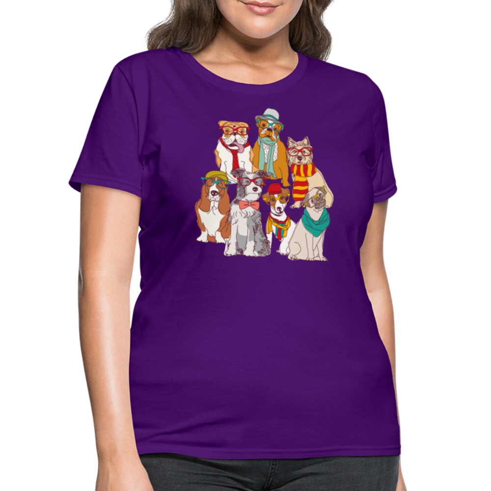 7 Dapper Dogs - Cute Animal Woman's T-Shirt - purple