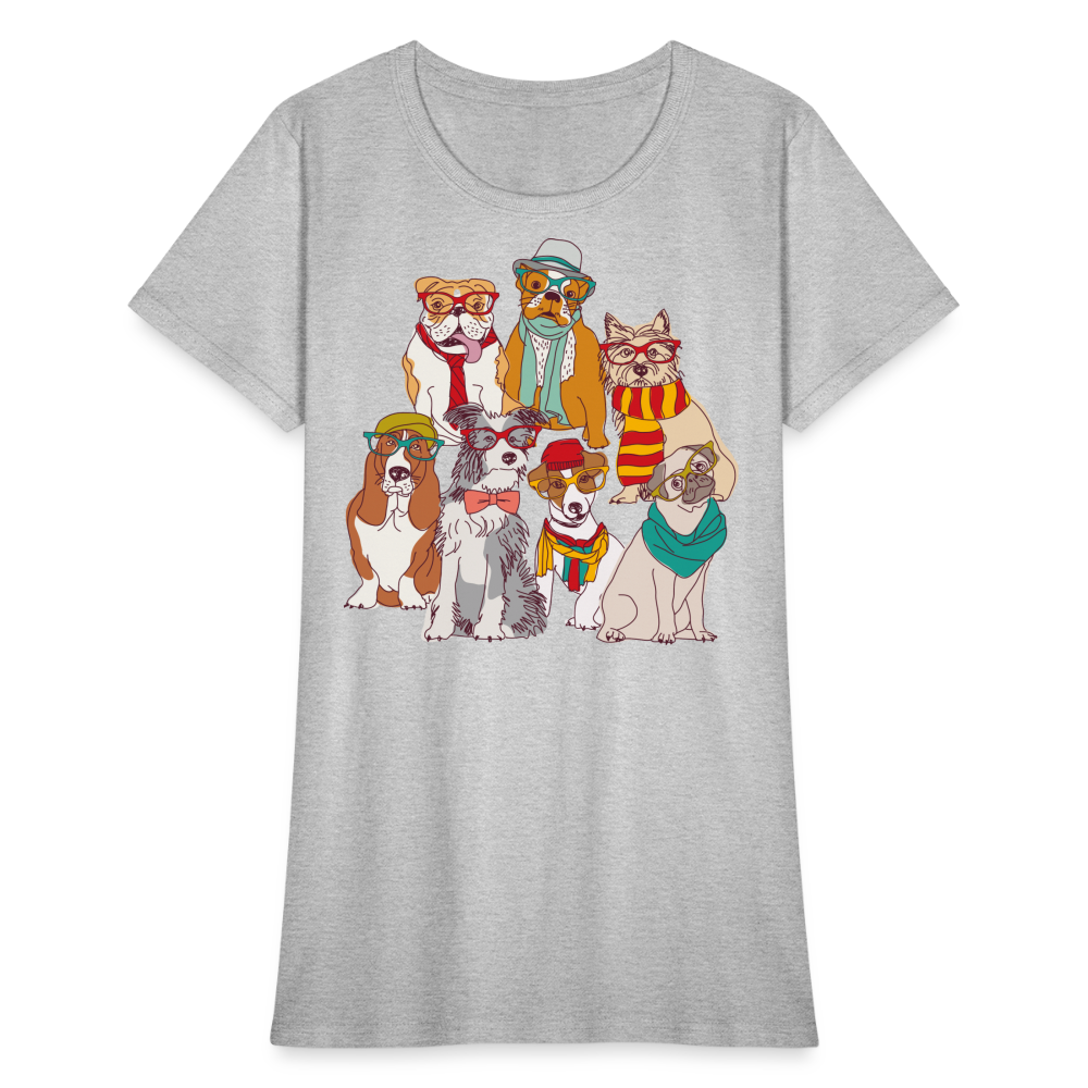 7 Dapper Dogs - Cute Animal Woman's T-Shirt - heather gray