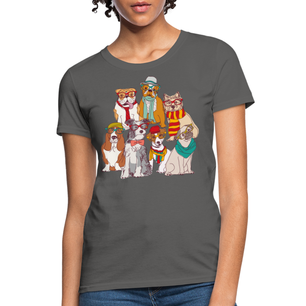 7 Dapper Dogs - Cute Animal Woman's T-Shirt - charcoal
