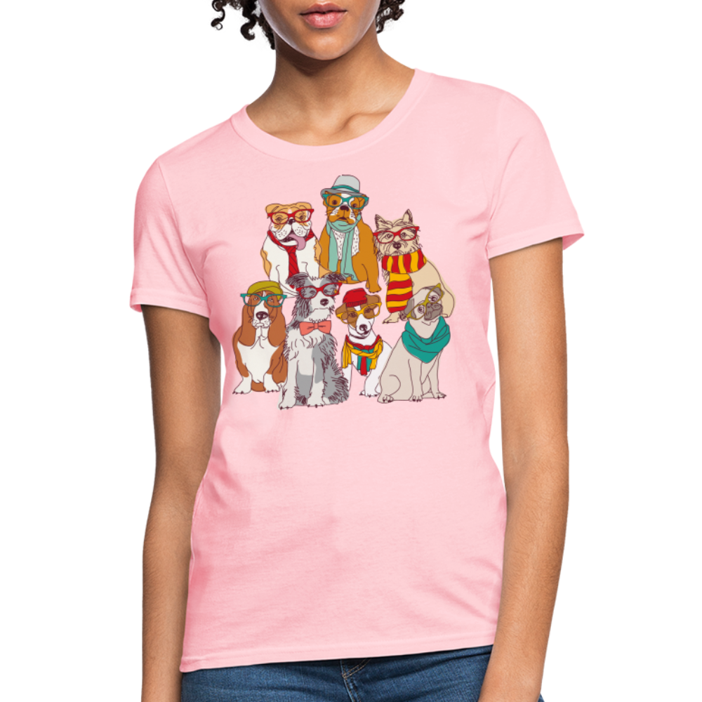 7 Dapper Dogs - Cute Animal Woman's T-Shirt - pink