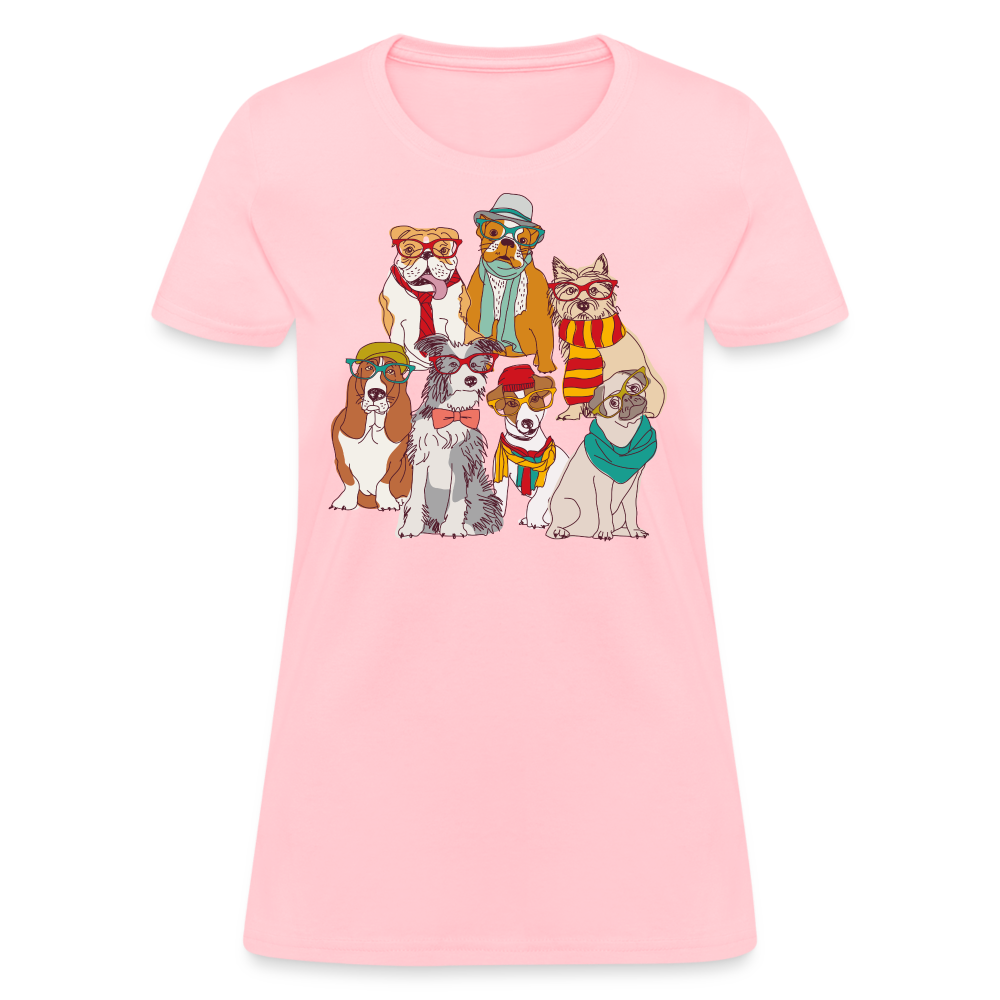 7 Dapper Dogs - Cute Animal Woman's T-Shirt - pink