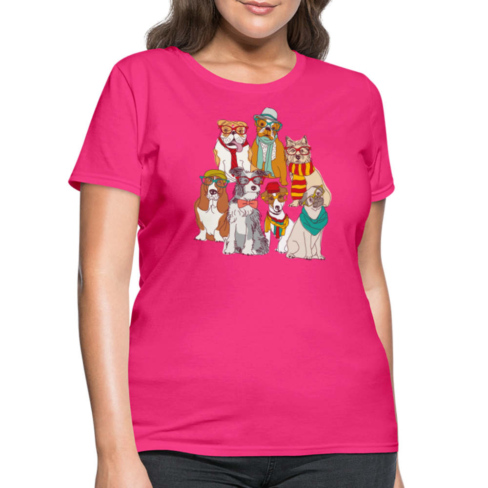 7 Dapper Dogs - Cute Animal Woman's T-Shirt - fuchsia