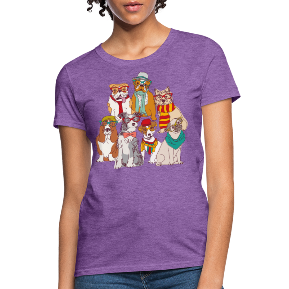 7 Dapper Dogs - Cute Animal Woman's T-Shirt - purple heather