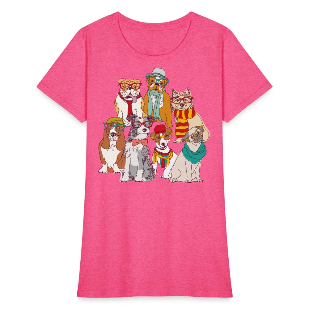 7 Dapper Dogs - Cute Animal Woman's T-Shirt - heather pink