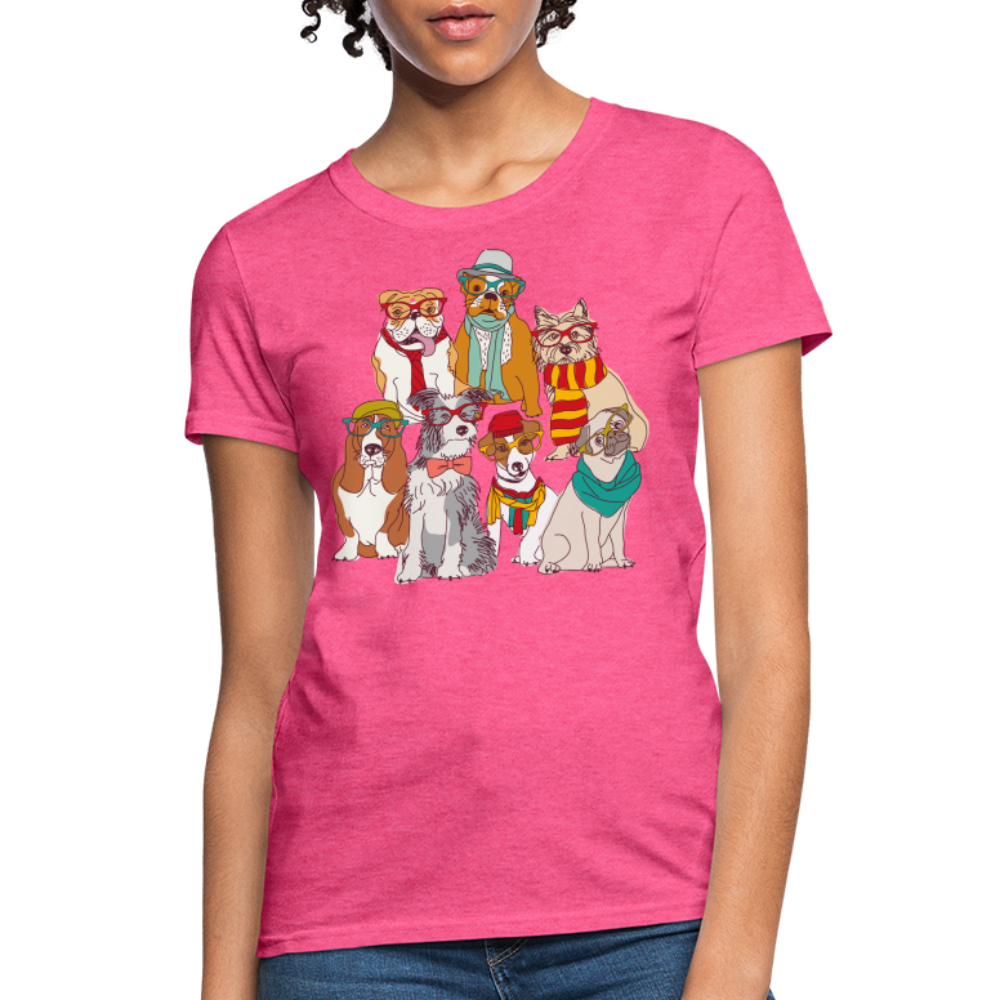 7 Dapper Dogs - Cute Animal Woman's T-Shirt - heather pink